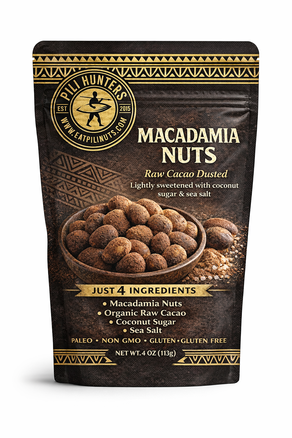 NEW! Raw Cacao Dusted Macadamia Nuts