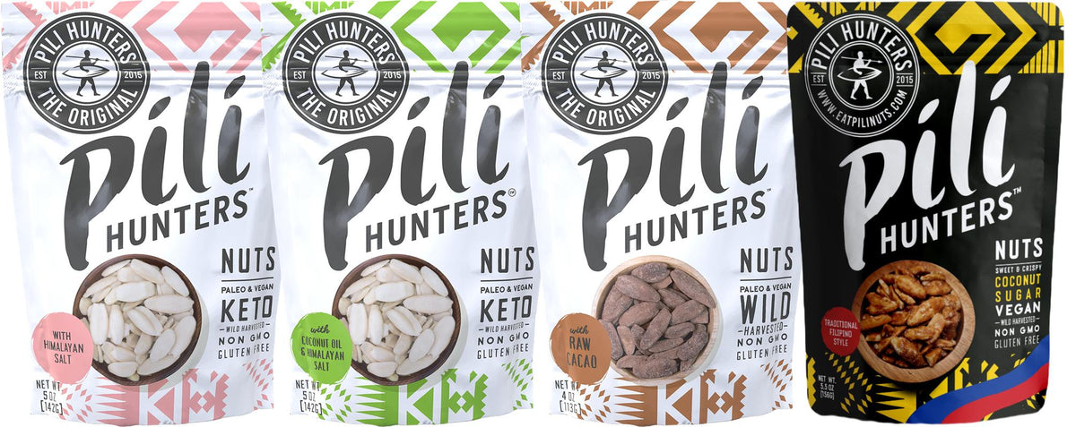 Large 4 pack 5 oz Bags  Pili Hunters  Pink Himalayan, Coconut Oil, Cacao, Pinoy Free shipping
