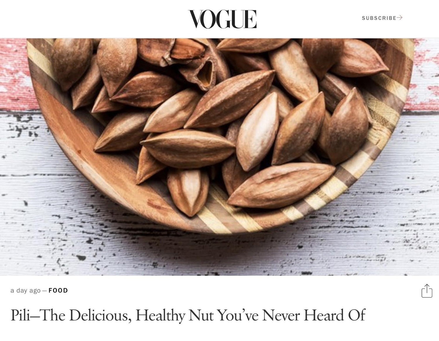 Hunter Gatherer Pili Nuts in Vogue!