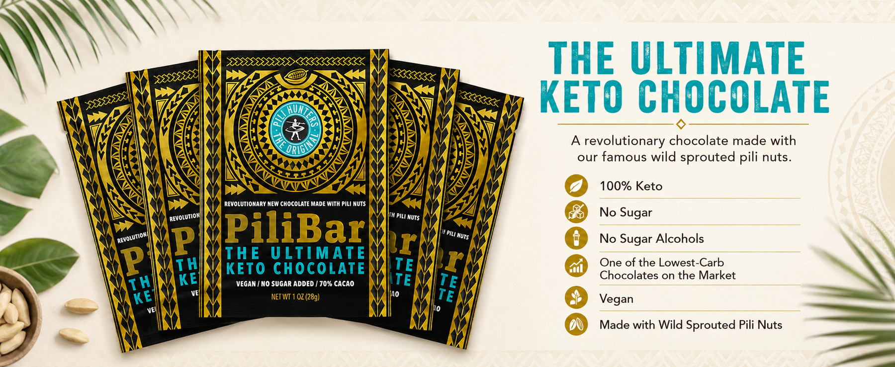 Pili Hunters™ Keto PiliBar - Ultimate Keto Dark Chocolate Ultra low Carb